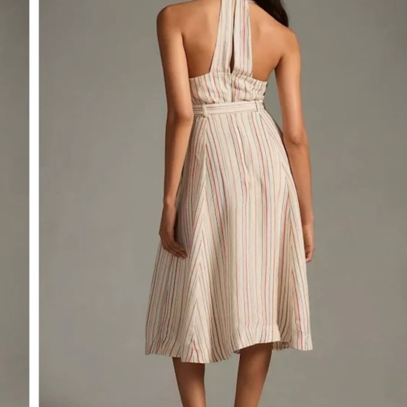 Maeve belted v neck button front dress. Anthropologie - Picture 3 of 7